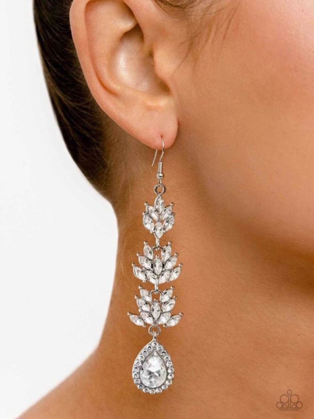 Paparazzi Jewelry Accessories - Water Lily Whimsy - White Earrings - Vintage